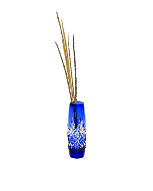 Kagami Crystal Edo Kiriko Star Cut Cobalt Vase