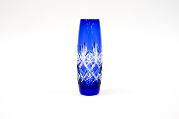 Kagami Crystal Edo Kiriko Star Cut Cobalt Vase