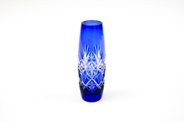 Kagami Crystal Edo Kiriko Star Cut Cobalt Vase