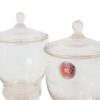 1930s Etched Pink Depression Glass Apothecary Jar Set