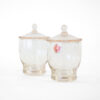 1930s Etched Pink Depression Glass Apothecary Jar Set