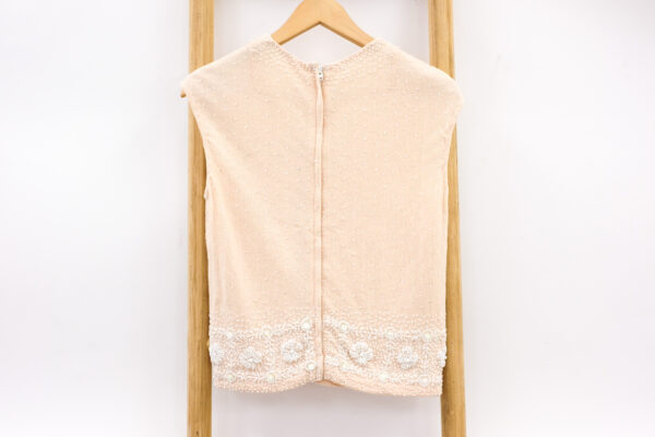 Pink Wool Vest Top with Beading