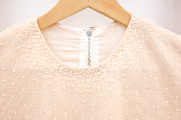 Pink Wool Vest Top with Beading