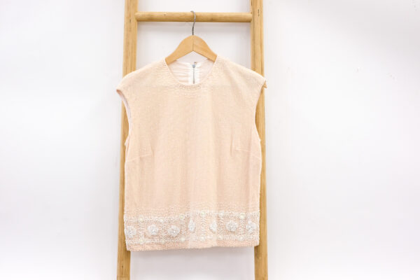 Pink Wool Vest Top with Beading