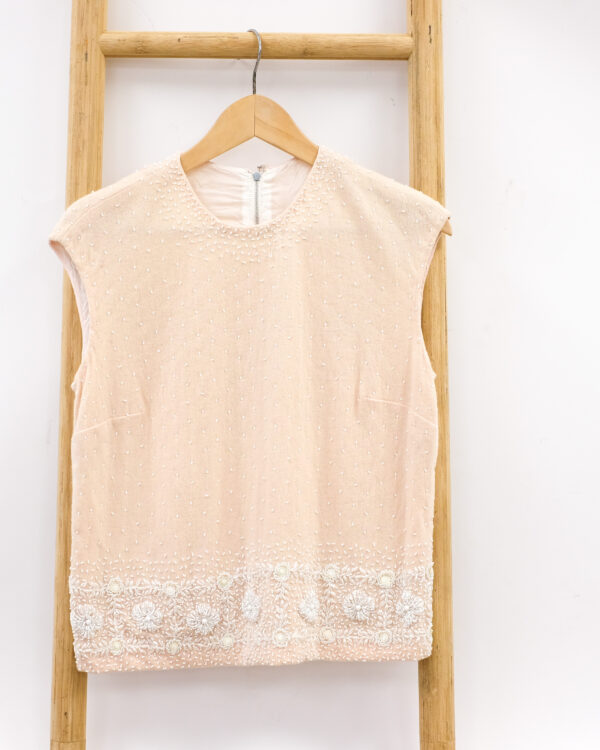 Pink Wool Vest Top with Beading