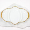 1950's Anchor Hocking Fire King Milk Glass Serving Dish with Gold Beaded Trim