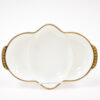 1950's Anchor Hocking Fire King Milk Glass Serving Dish with Gold Beaded Trim