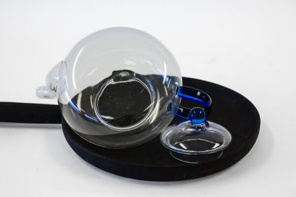 Blown Glass Blooming Teapot with Cobalt Blue Accents