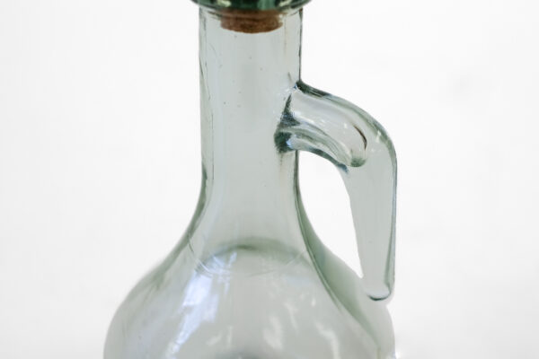 50's Green Glass Oil Cruet Bottle with Stopper