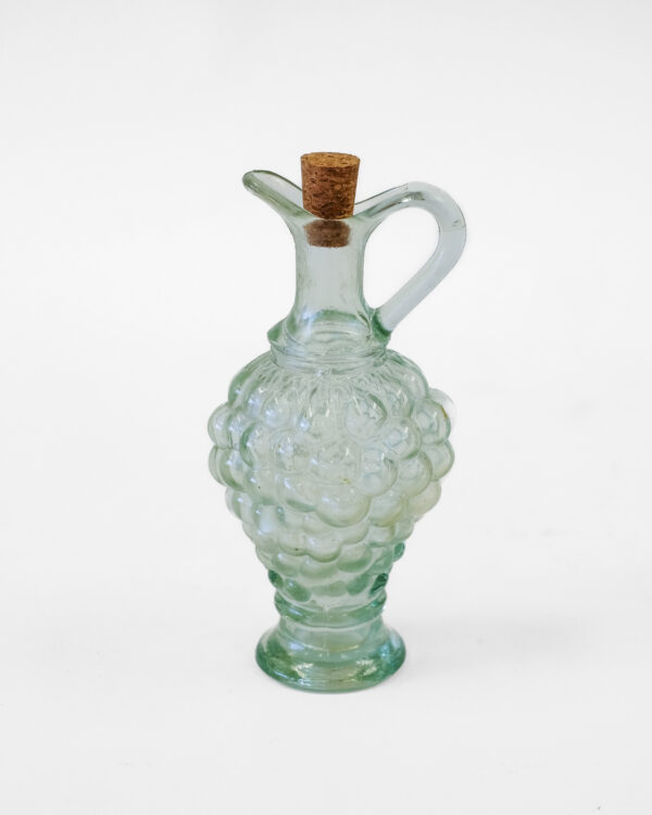 Italian Vetreria Etrusca Grape Green Glass Cruet Bottle with Stopper