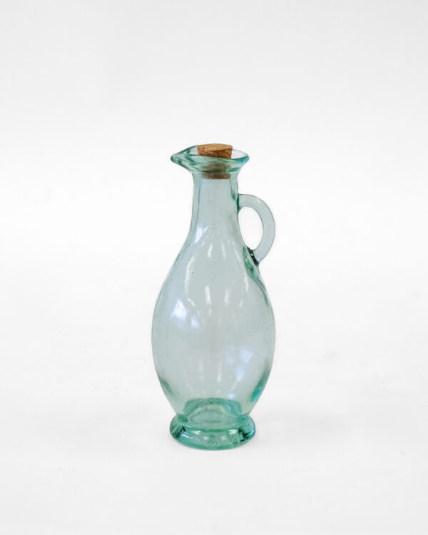 Italian Vetreria Etrusca Green Glass Cruet Bottle with Stopper