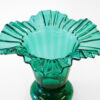 Large Turquoise Fenton Ruffled Edge Blown Glass Vase